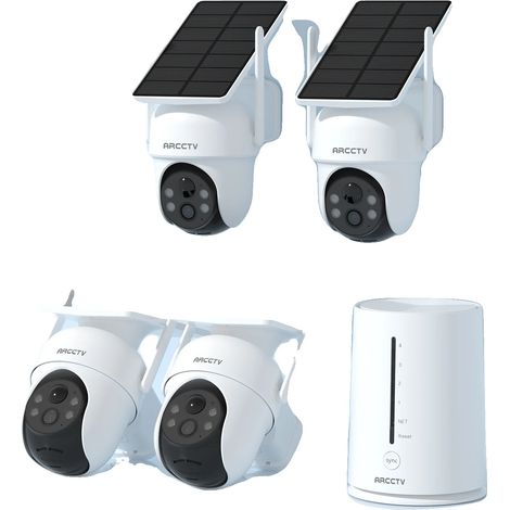 Cámara de seguridad, resolución 25601440P, batería recargable solar, admite hasta 4 cámaras, visión nocturna a color e infrarroja, tecnología de detección de movimiento. (1/5)