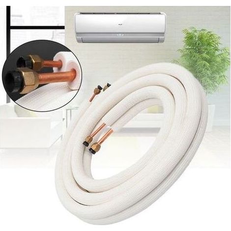 Tuyau de climatiseur en cuivre de 6,35 mm à 9,52 mm (1/4" à 3/8") - Tuyau de réfrigérant isolé en cuivre et aluminium - Pièces de climatiseur - 3 mètres, blanc (1/4)