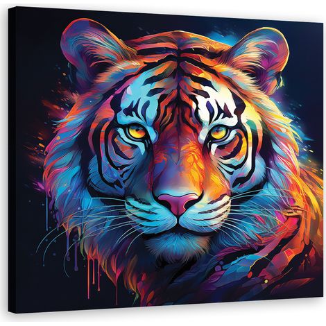 Quadro su tela, Tigre Pop Art Colore - 40x40 (1/5)