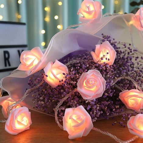 Guirlande lumineuse à avec roses pour décoration romantique fête mariage 30 LED 4,5 m (1/3)