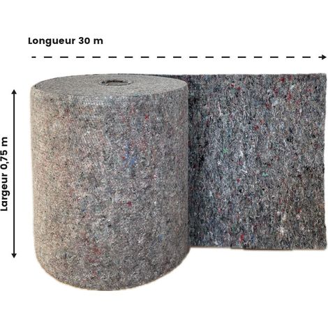 Sous Couche moquette -Thibaude feutre- larg. 75cm- Rouleau de 30 ml soit 22,5 m² (1/3)