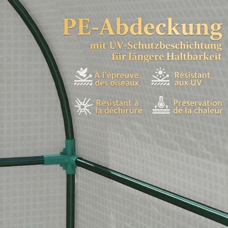 Gartengewächshaus 1,8 m² Tomatengewächshaus mit 2 aufrollbaren Reißverschlusstüren und 4 aufrollbaren Fenstern, Stahlrahmen, 135 g/m² UV‑beständige PE‑Folie (1/5)