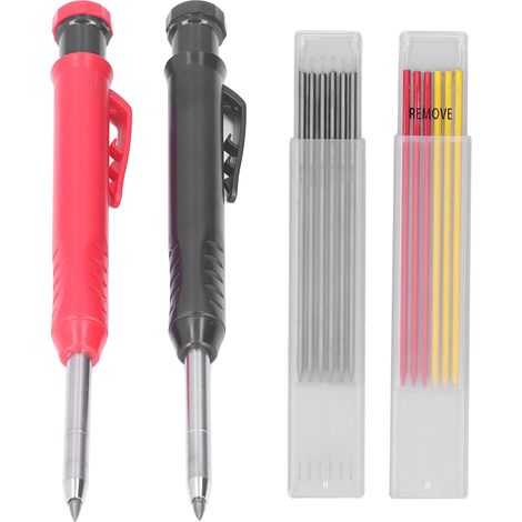 14 Pièces Lot de Crayons de Menuisier avec Recharges Rouges Noires Jaunes pour Travail du Bois (1/5)