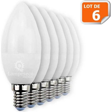 Lot de 6 Ampoules LED bougie E14 6W 480 lumens (1/2)