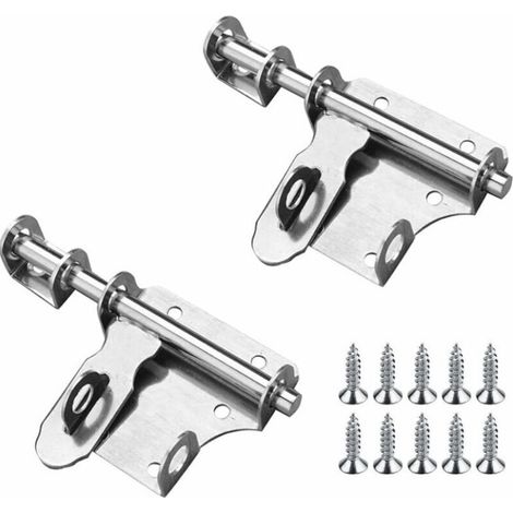 2 Pièce Avec Trou De Cadenas Serrure à PêNe Coulissant, Verrou Loquet en Acier Inoxydable avec Trou, Loquets de Porte de Sécurité avec Vis, pour Chambre, Armoire, Garage (1/5)