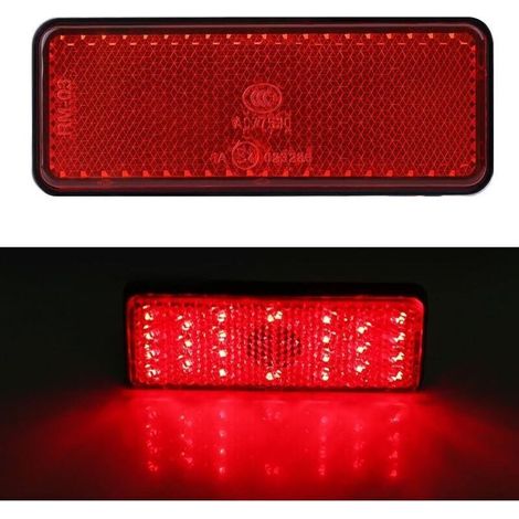 Feu Arrière Moto, Universels Moto Scooter Cyclomoteur LED Rectangulaires Réflecteur Feu Stop Feu De Freinage Arrière Lampe Témoin D'arrêt (1/4)