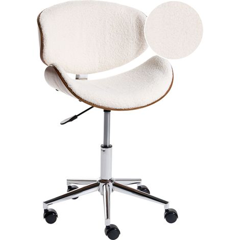 Desk Chair White Boucle Upholstered Gas Lift Height Adjustable Seat with Swivel Operator Chair ROTTERDAM (1/5)