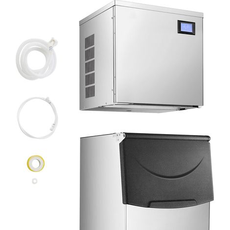 Machine à glaçons professionnelle 450 lb/jour, 22 pouces en acier inoxydable, nettoyage automatique et production programmée, module fabrique de glaçons pour restaurant et hôtel - tête seule (1/5)