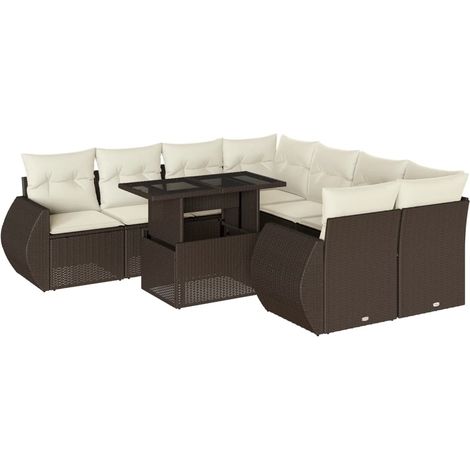 vidaXL Set Divani da Giardino 9pz con Cuscini Marrone in Polyrattan (1/5)