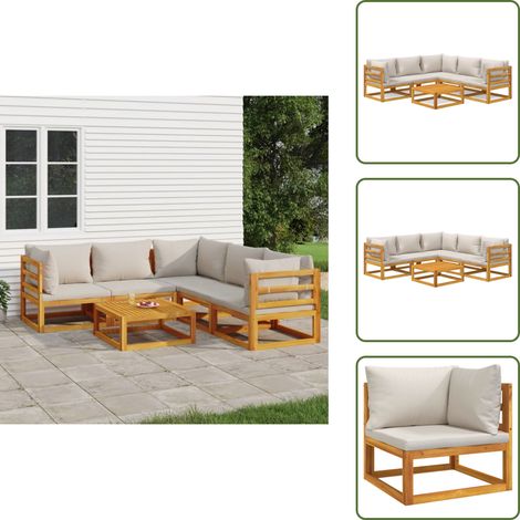 Mobili da esterno - vidaXL Set Salotto Giardino 6pz Cuscini Grigio Chiaro Legno Massello - Divano angolare