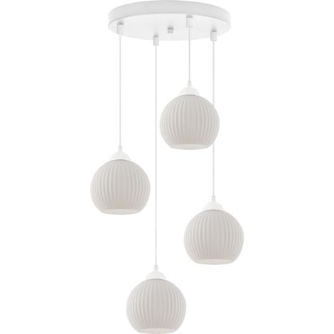 LAMPADA A SOSPENSIONE RIFFLE WHITE 4 SFERE PIATTE BIANCHE E27 (1/5)