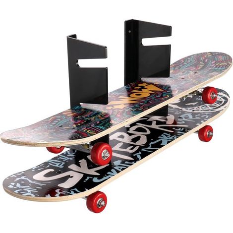 Support mural pour skateboard - Gain de place - 33 x 13 x 3 cm - Transparent (1/5)