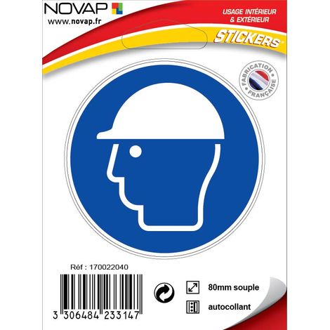 Panneau Casque de protection obligatoire - Vinyle adhésif Ø80mm - 4233147