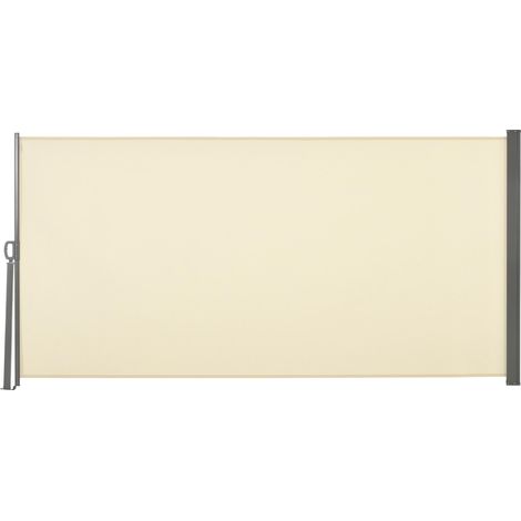 Store latéral rétractable 300 x 160 cm, enrouleur, protection solaire et intimité, pour balcon et terrasse, couleur crème. (1/5)