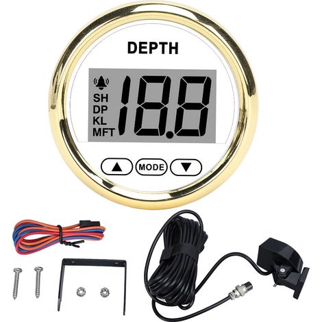 Jauge de profondeur marine LCD 52mm - Modèle Universel 12V IP67 avec alarme et écran rétroéclairé pour bateau (1/5)