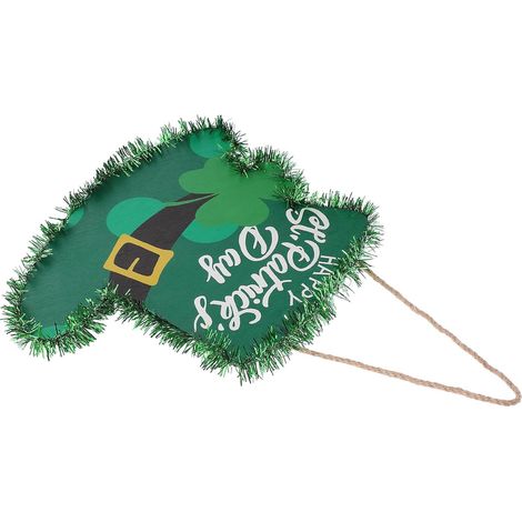 Panneau de porte suspendu en bois en forme de trèfle pour la Saint-Patrick (1/5)