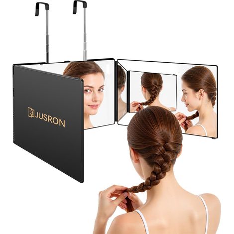 Miroir à Suspendre à 360 ° - Cosmétique Miroir Pliable en 3 Parties - Réglable en Hauteur - pour Le Maquillage, Le Rasage, la Coiffure (1/5)