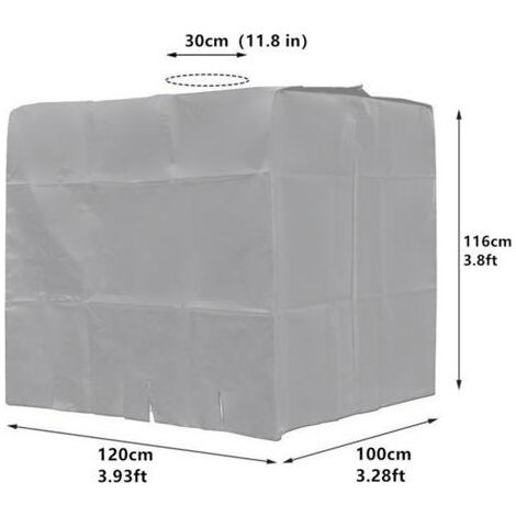 Bâche Réservoir d'eau IBC 1000 L Couverture Container Citerne Eau Pluie avec Fermeture éclair Coupe-Vent Anti-UV 420D Résistant à la Déchirure(gris) (1/4)