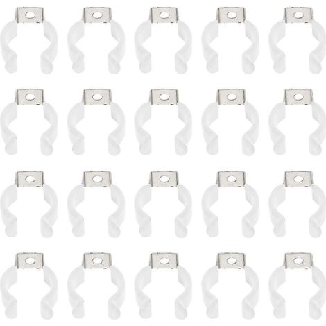 20 supports de fixation en U pour lampes LED, en acier inoxydable (blanc). (1/3)