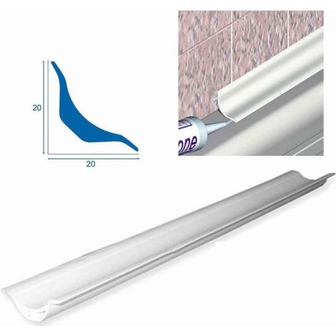 PROFILO RACCORDO IGIENICO IN PVC BIANCO ANGOLO INTERNO ARROTONDATO 250 cm (1/2)