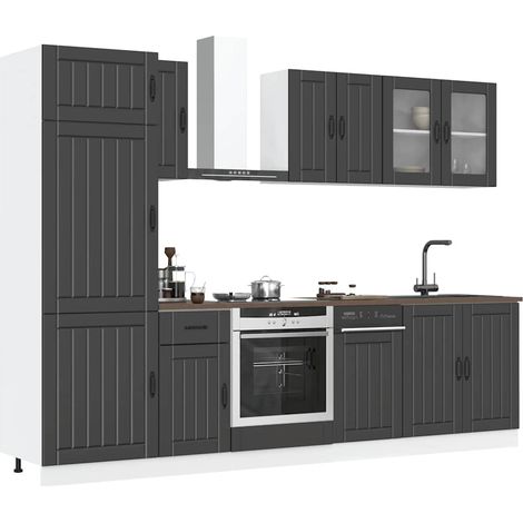 8-tlg. Küchenschrank-Set Kalmar Schwarz Holzwerkstoff