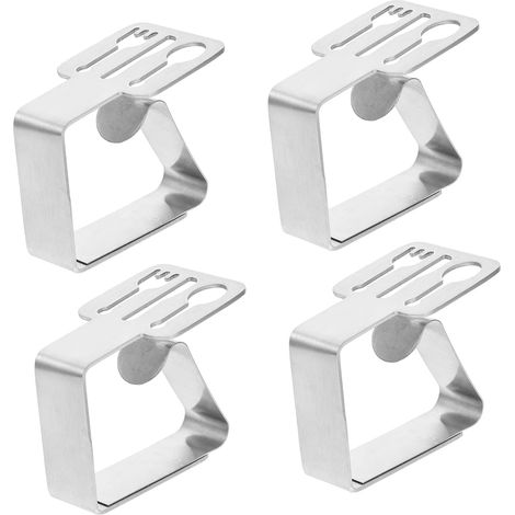 Pinzas para manteles de acero inoxidable de 6 piezas: juego duradero y práctico para mantener los manteles en su lugar sobre la mesa. (1/5)