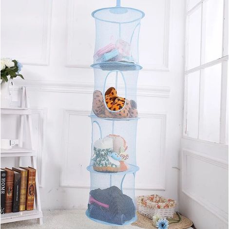 Kaelt - Filet de rangement suspendu, rangement pour jouets suspendus, panier de rangement suspendu en maille à 4 niveaux Organisateur pliable pour économiser de l'espace (1/4)