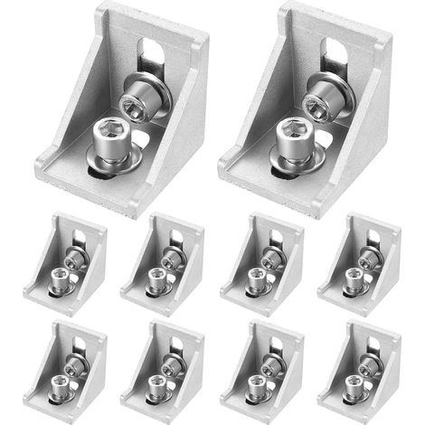 10 escuadras de aluminio para perfiles, herrajes de fijación angular de 40x40, soportes para perfiles de aluminio, fijación de escuadras angulares para perfiles de aluminio, escuadras angulares de 8 r (1/5)