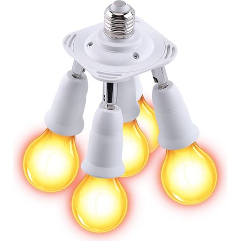 Répartiteur de Douille de Lumière, 5 en 1 Réglable E27 à E27 Adaptateur (1/5)