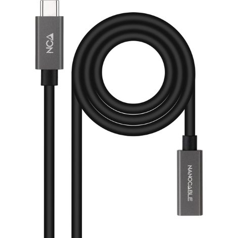 Cable Alargador USB 3.2 Nanocable 10.01.4402/ USB Tipo-C Macho - USB Tipo-C Hembra/ 2m/ Negro