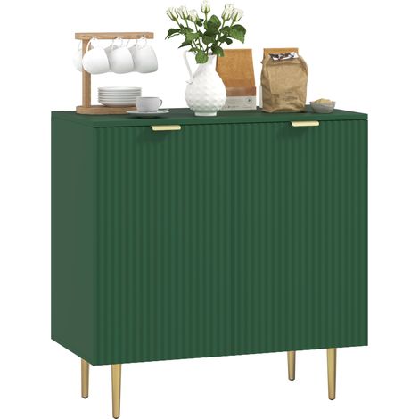 Homcom – Buffet cuisine en MDF vert olive – 2 portes avec étagère réglable – Dimensions 80x40x80cm – Pieds métalliques surélevés