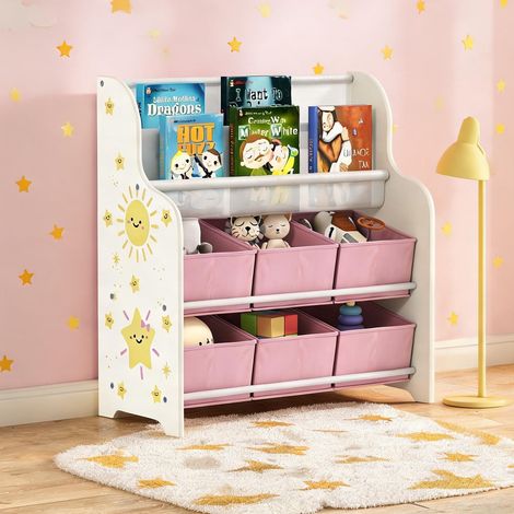 Étagère de rangement enfant 63 cm avec 6 boîtes et 2 tablettes (1/5)