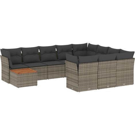 Maison Exclusive - Set de sofás de jardín 11 pzas y cojines ratán (1/5)