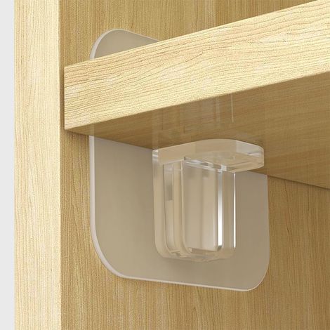 16 selbstklebende Haken für Schrankböden, kein Bohren erforderlich, transparent.