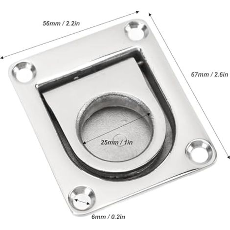 Poignée de levage encastrée en acier inoxydable 316 pour trappe de bateau et meubles (1/5)