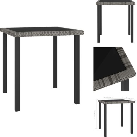 Garten-Esstisch Grau 70x70x73 cm Poly Rattan - Gartenstuhl - Esstisch - Outdoor Möbel - Terrassenmöbel - Rattan Tisch (1/4)