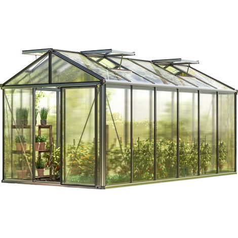 GFP Serra Diamas 24 Premium 235 x 460 cm, lastre a doppia parete spesse 16 mm, colore alluminio naturale