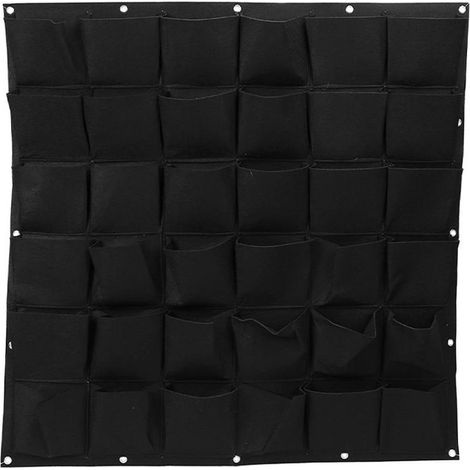 Sacs à plantes à 36 compartiments - Sacs à plantes verticaux - Sac à plantes - Jardinière suspendue - Jardinières d'extérieur - Noir - Tissu non tissé (1/5)