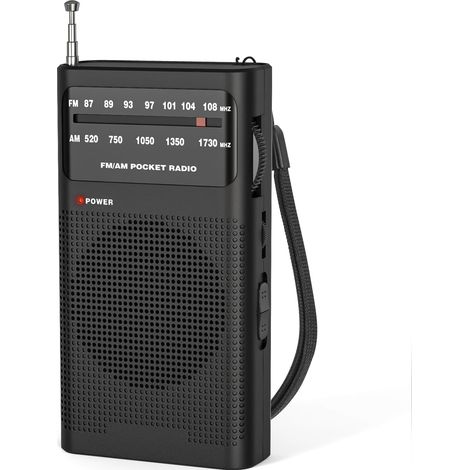 Radio Portable, AM(MW)/FM Radio a Pile, Transistor Radio de Poche avec Excellente Réception, Excellente Qualité Sonore, Mini Radio Portable(AA) - Noir (1/5)