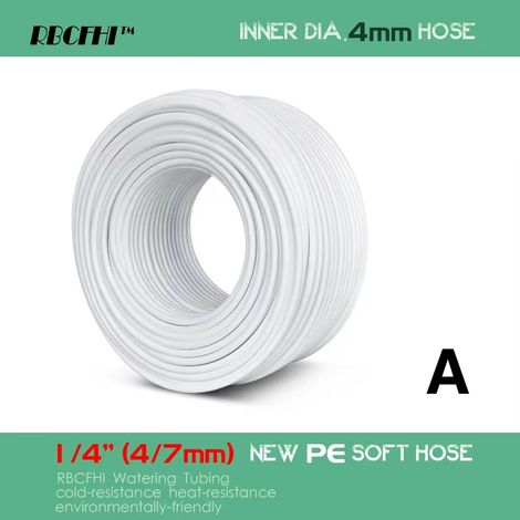 Tuyau en PE blanc 1/4" et 3/8" pour irrigation goutte à goutte d'aquarium, de qualité alimentaire, pour purificateur d'eau et osmose inverse. (1/5)