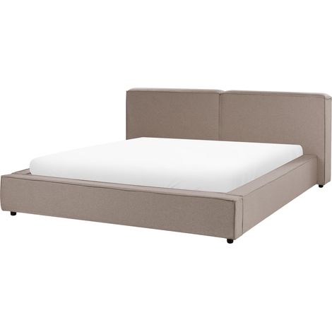 Cama clásica tapizada de pana somier de láminas marrón claro 180 x 200 Linards