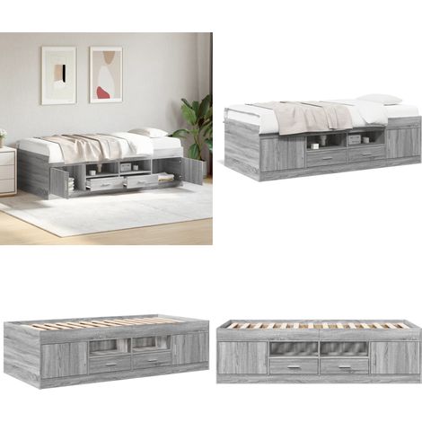 Lit de jour avec tiroirs sans matelas sonoma gris 90x190 cm - Canapé-lit - Tiroirs de lit (1/5)