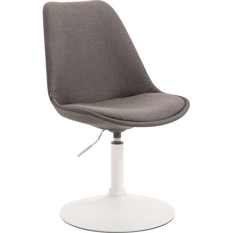 Chaise de salle à manger x1 pivotante hauteur réglable en tissu gris foncé et pied trompette en métal blanc 100008278 (1/5)
