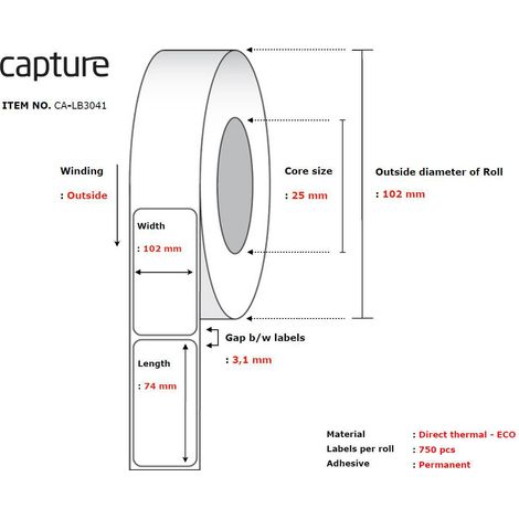 Etichetta Capture 102x74, nucleo 25, CA-LB3041