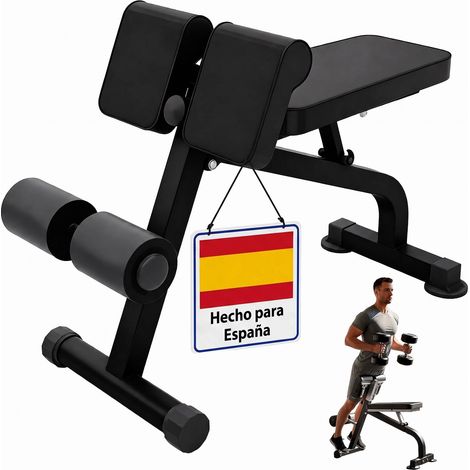 Relaxdays - Banco de entrenamiento plegable ajustable, hiperextensiones, curls y abdominales, 150 kg, negro (1/5)
