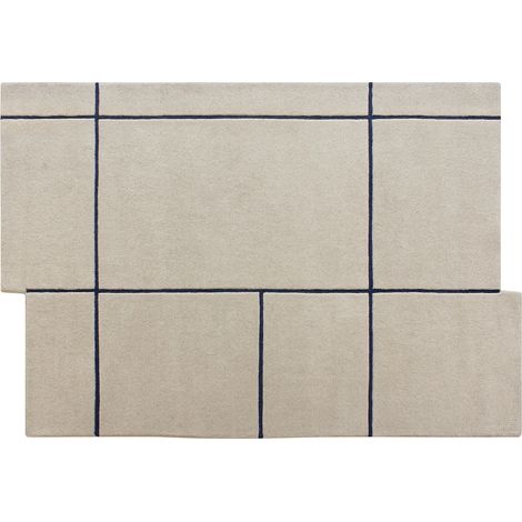 Tappeto asimmetrico taftato 100% lana 160 x 230 cm Beige e blu scuro 2200g/m² - ORANY (1/2)