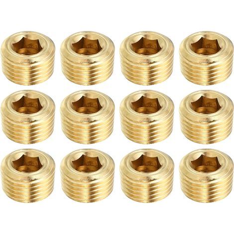 1/8" NPT Messing-Sechskant-Senkkopfstopfen, 8er-Pack, Senkkopf-Rohrstopfen mit Innengewinde, Außengewinde, für Wasser, Öl und Gas – 1/8" NPT (1/5)