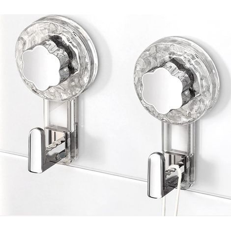 Crochet Ventouse Salle De Bain, Porte Accroche Serviette Ventouse Sans Percage, Crochet Mural Sxtra Forte Suction Hooks pour Douche Cuisine Torchon Toilette (Clear+Silver, 11.26.24.3cm2) (1/5)
