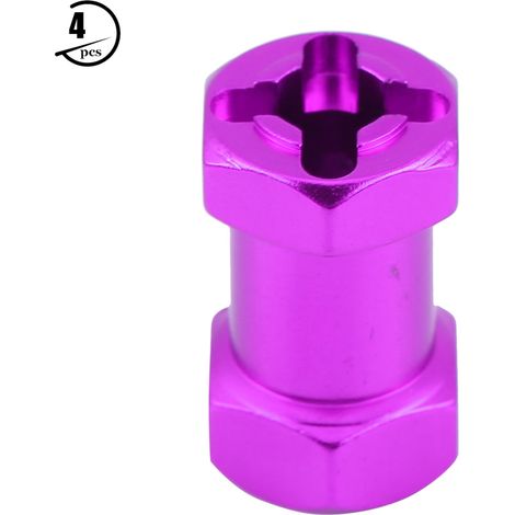 Adaptateur Hexagonal 12mm 4 Pièces pour Véhicules RC Crawler D90 AX10 SCX10 F350 (Violet 20mm)