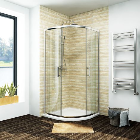 ELEGANT Sliding Shower Door Corner Entry Cubicle 900x900mm Quadrant Shower Enclosure with Tray and Waste Trap (1/5)
